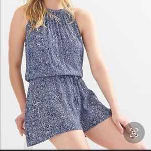 GAP Halter Neck Blue White Patterned Romper.  Size XS.